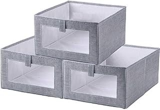 I IHAYNER Foldable Storage Boxes with Transparent Window Storage Clothes pack of 3 Wardrobe, Closet, Shelves Organiser