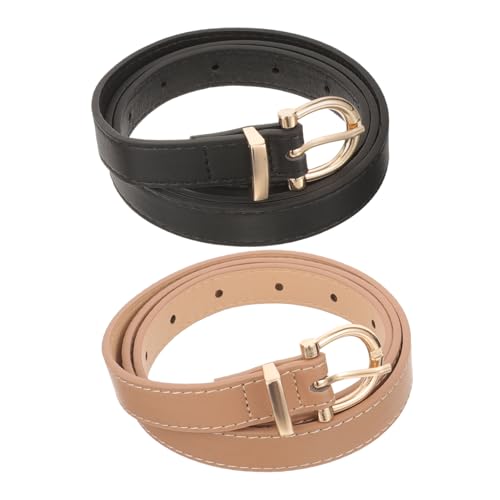 FRCOLOR 2Pcs Faux Leather Belts for Women Versatile Fashion Belts for Jeans and Dresses for Young Ladies and Teens