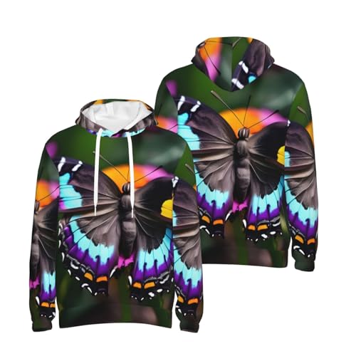 Sweat à capuche imprimé papillons colorés pour sport et pull décontracté - 6