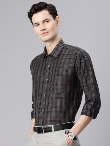 Image of Majestic Man Men's Pure Cotton Slim Fit Checkred Full Sleeve Classic Collar Everyday Formal Shirt