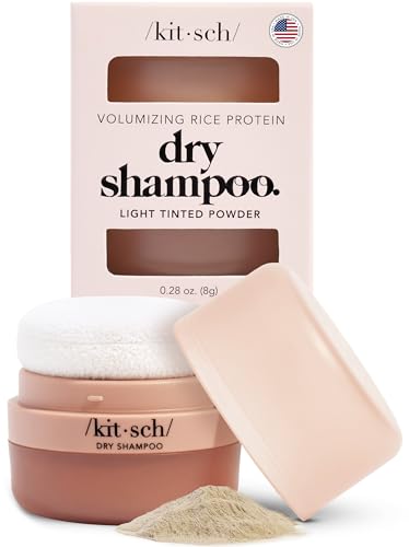 Kitsch Dry Shampoo Powder with Rice Protein for Women & Men - Unscented, Volumizing, No White...