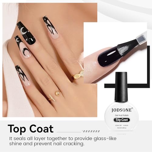 JODSONE 10ML Top Coat Gel Polish High Gloss Shine Finish Long Lasting Gel Nail Polish Professional Manicure Home DIY No Wipe - Image 3