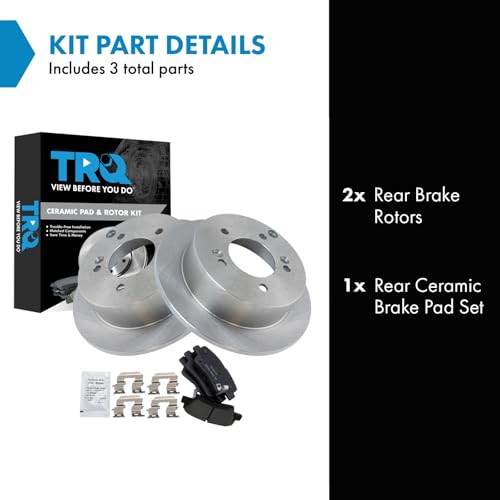 Image of TRQ Rear Brake Pad and Rotor Set Ceramic Solid Rotors
