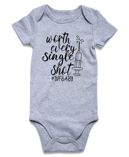 Image of RAISEVERN Baby Clothes 0-3 Months Worth Every Single Shot Newborn Boy Girl Outfit Announcement Sayings Bodysuit Unisex Funny Infant Romper