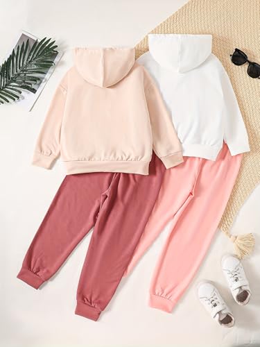 Girl's Tracksuit Sets 4 Piece Outfits Cute Hoodie Matching Jogger Sweatpants Clothes Set for 3-14 Years2