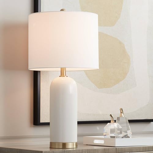 360 Lighting Draper 26" High Modern Coastal Table Lamps Set of 2 White Ceramic Fabric Shade Living Room Bedroom Bedside Nightstand House Office Home Reading Kitchen Entryway Console Family - Image 8