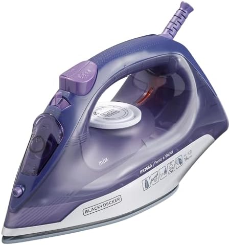 BLACK+DECKER Ferro de Passar Roupa à Seco ou à Vapor, Com Base Ce...