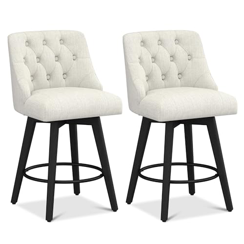 Image of 26 inch Counter Height Swivel Bar Stools, Set of 2, Dark Grey