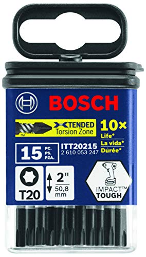 BOSCH ITT20215 15 pc. Impact Tough 2 In. Torx #20 Power Bits