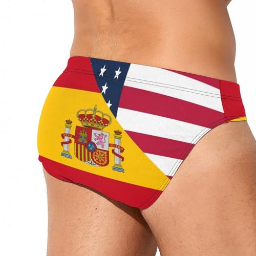 USA and Spain Flag Men's Swim Briefs Low Waist Bikini Swimsuit Underwear Beach Swimwear3