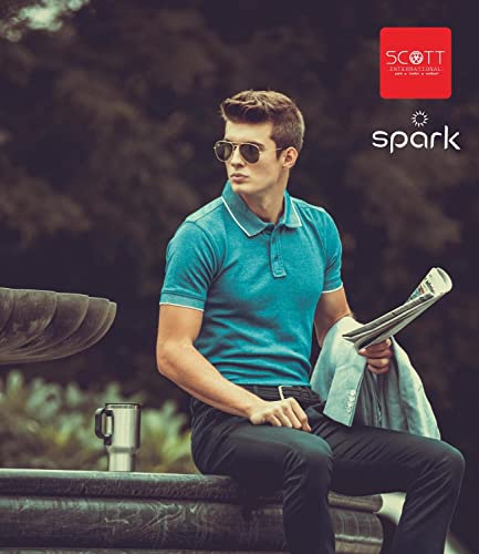 Image of Scott International Spark Polo T-shirts for Men - Bird Eye Collar neck, Half Sleeves, Cotton, Regular Fit, Stylish Branded Solid Plain tshirts for Boys