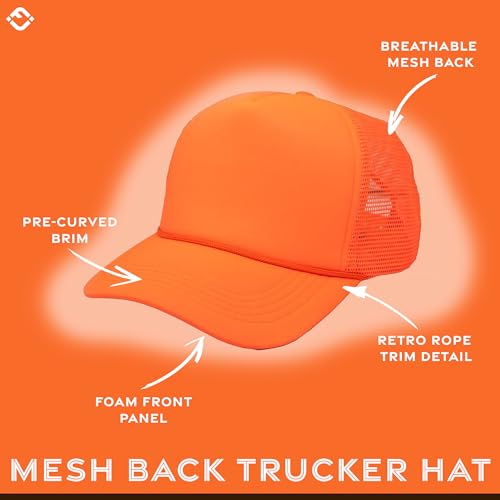 Image of Funky Junque Foam Trucker Hat, Trucker Hats for Women & Men - Blank Adjustable Snapback Mesh Back Baseball Cap
