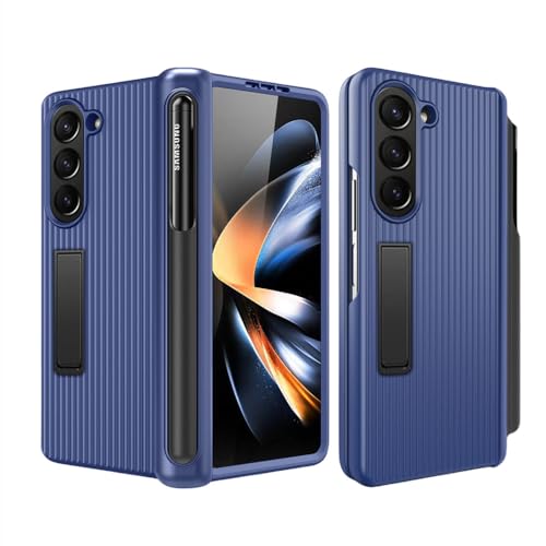 Étui Samsung Galaxy Z Fold 5 bleu mat avec charnière et porte-stylo