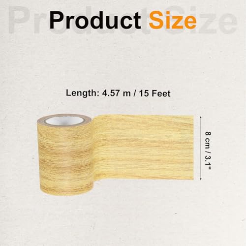 Image of PATIKIL Wood Grain Tape 3.1 inch x 15 Ft, Self-Adhesive Wood Texture Repair Tape Realistic Wood Effect Contact Paper Patch for Furniture Cabinets Floor Walls Home Decoration, Yellow Oak