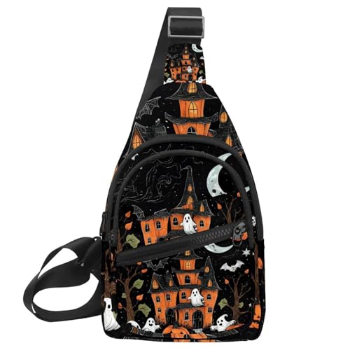 Sac à dos sling compact et léger au motif Halloween avec rangement optimisé