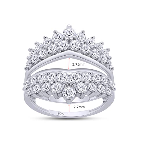 1.90 Carat (ctw) Lab Created Moissanite & Lab Grown Diamond Double Row Solitaire Enhancer Guard Ring For Women In 14K Gold Over Sterling Silver (1.90 Ctw)3