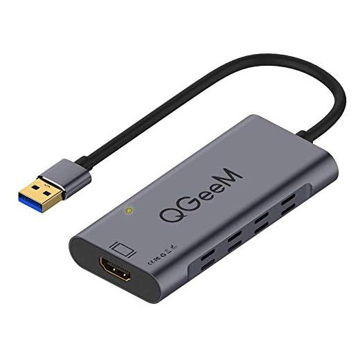 QGeeM USB 3.0 to HDMI DVI Adapter 2048x1440 60Hz HD Video Graphics Convertor Cable for Multiple Monitors Compatible with Laptop HDTV TV PC with Windows XP/7/8/10/Vista, Android, Ubuntu, MAC OS & Chrom