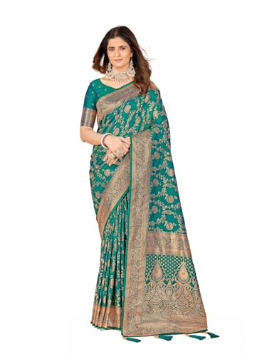 Mehrang Cotton Banarasi Silk Saree for Women With Unstitched Blou...