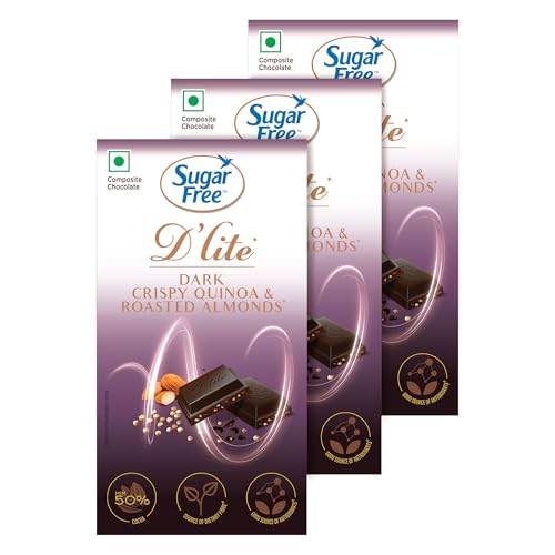 Image of Sugar Free D'lite Quinoa & Almonds Dark Chocolate Bar, 40g (Pack of 3)