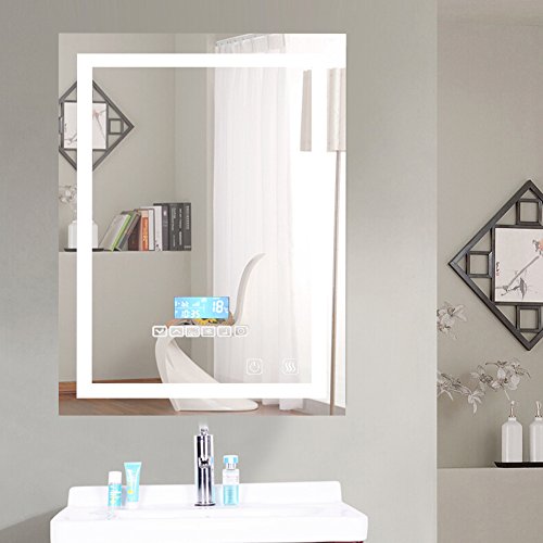popspark Espejo de baño espejo luminoso de pared espejo de baño espejo luminoso inteligente con altavoz Bluetooth (600 x 800 mm) Cover
