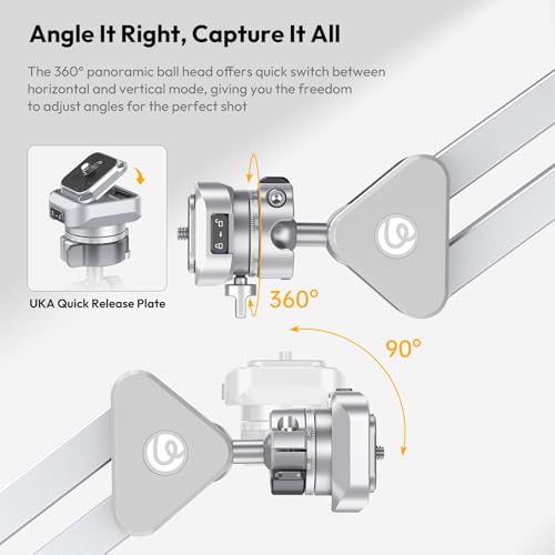Image of ULANZI TH04 Camera Overhead Tripod Mount, Flexible Microphone Boom Arm Light Stand Mounting Spring-Loaded Design Uka Quick Release Setup 360 Rotatable Ball Head Load Capacity 2kg