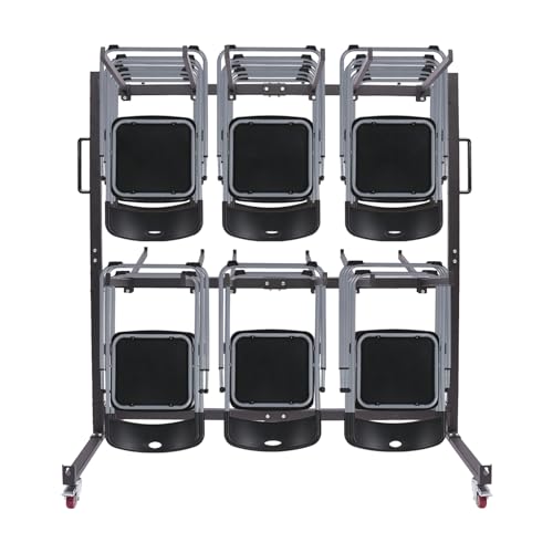 Folding Chair Rack Heavy Duty Table Trolley Desk Trolley 4 Universal Wheels(All with Brakes) Black Folding Chair cart for School Classroom, Hotel Meeting Room, Hotel Meeting Room, 84 Chair Capacity