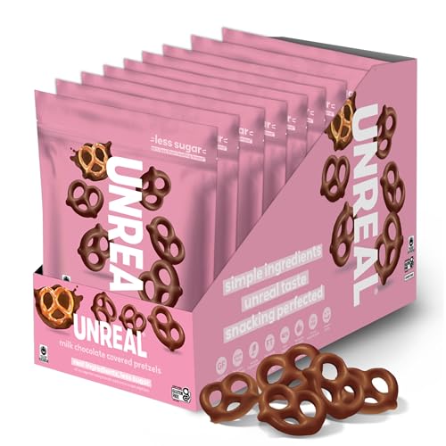 UNREAL Milk Chocolate Covered Pretzels, Snack Packs, Pack of 9 - image 1