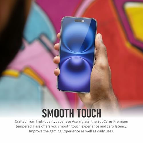 Image of SupCares Privacy Tempered Glass for iPhone 15 and iPhone 16 (6.1 Inch) With Installation Kit | Military-Grade Gorilla Screen Protector | Edge to Edge Coverage | Black