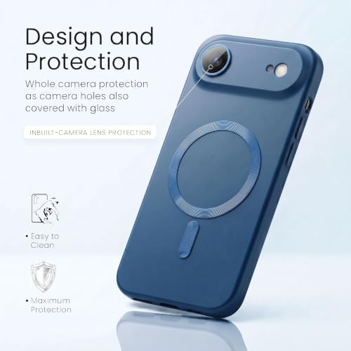 Image of amazon basics Premium Mag-Safe Case for iPhone 17 Air | Shockproof & Anti-Scratch Cover | Soft Silicone with Wireless Charging | Camera Lens Guard - Blue