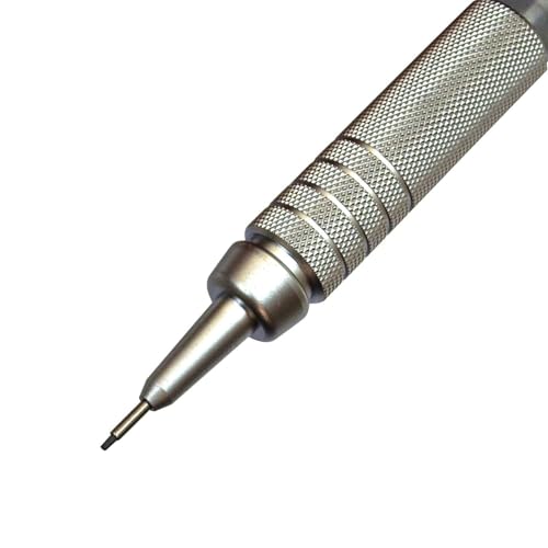 Image of 500 0.7 MM HB Mechanical Pencil | Lead Of Grade HB | Mini Interchangeable Eraser With Push Mechanism | Silver Plated Swing Grip | Pack Of 1 | Silver (PG517)