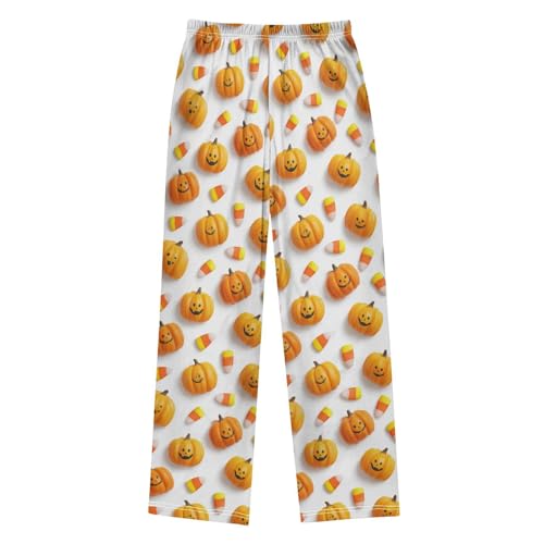 Halloween Pumpkins Candy Corn Pajama Pants Soft PJ Bottoms Lounge Pants for Sleepwear Sport Size 6–14 Years2