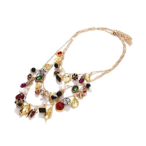 Collier multicouche cœur et fleurs en métal : le cadeau romantique parfait