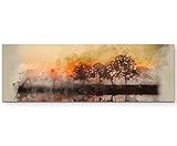 Paul Sinus Art Leinwandbilder | Bilder Leinwand 120x40cm Aquarellbild Herbstlandschaft