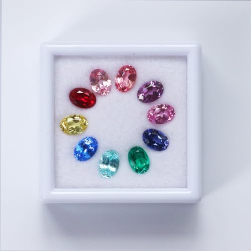 Lab Grown Sapphire Ruby Emerald Spinel YAG Gemstone Oval Cut 5x7mm & 10 Colors Color Card2