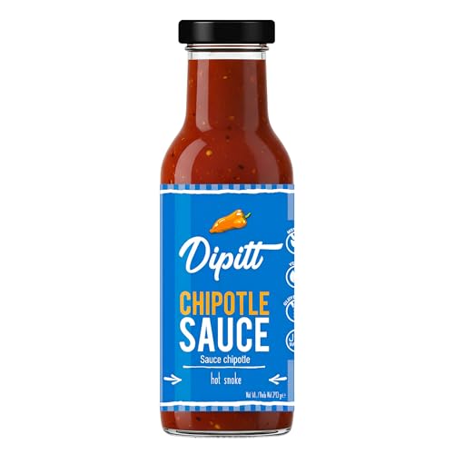 Dipitt Chipotle Sauce 10.22 oz (290g) | Condiment for Dipping, Marinade & Cooking | Verified Non-GMO | Halal & Gluten Free | No Artificial Colours | Finest Glass Bottle