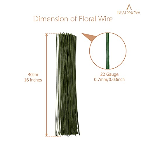 Beadnova Floral Stem Wire 50Pcs Floral Wire 22 Gauge Fake Flower Stems Wire Green Floral Wire For Flower Arrangement Florist Diy Bouquet (Dark Green, 50 Pcs) #TOP1