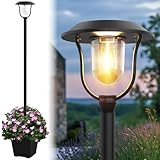 Icerona 75" Solar Outdoor Light Waterproof, Aluminum 100 Lumens Solar Lamp Post Light with Planter, Auto On/Off Long-Lasting Warm White Outdoor Post Lamp for Garden, Backyard, Patio, Driveway Decor