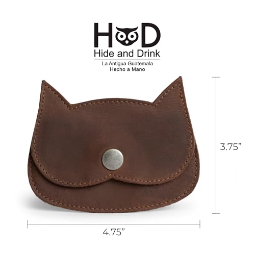 Image of Hide & Drink, Cat Shape Wallet Handmade from Full Grain Leather - Bourbon Brown