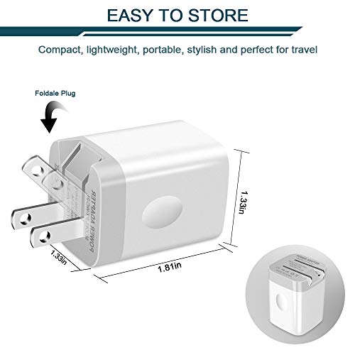USB Wall Charger, Foldable Charger Adapter, AILKIN 2Pack 2.4Amp Dual Port Quick Charger Plug Cube AC Travel Box for iPhone 15 14 Pro Max 13 12 11Pro Max/XS/XR/8/7 Plus, Samsung Galaxy S10/S9/S8 Edge