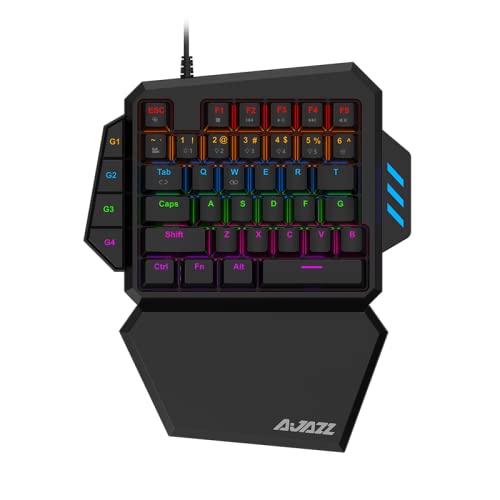 Ajazz AK039H One-handed Black USB Wired mechanical keyboard RGB backlit Blue switch, 39 keys gaming keyboard, PC laptop universal left-handed small portable