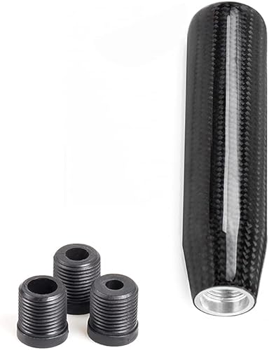 muge racing Pomo de cambio largo universal de fibra de carbono de 5.118 in automático y manual para la mayoría de vehículos con 3 adaptadores