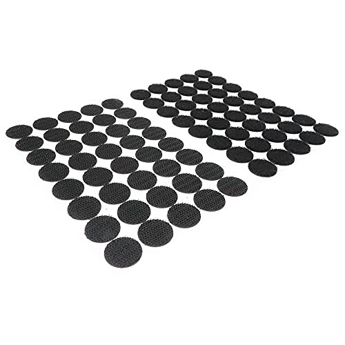 160 pièces auto-adhésives cerceau et boucle pièces rubans adhésifs à points ronds, petit ruban de fixation en tissu pour une surface plane et lisse dans le bureau de l'école à domicile - noir -20 mm Cover