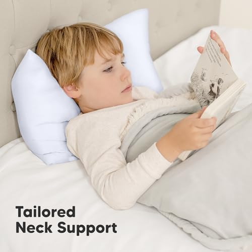 Image of Toddler Pillow with Pillowcase, 13x18 My Little Dreamy Pillow (Baby Blue) | Kids Travel Bed Pillow for Sleep, Organic Cotton Small Pillowcase, Soft, Breathable, Machine Washable, Toddlers 2-5 years old