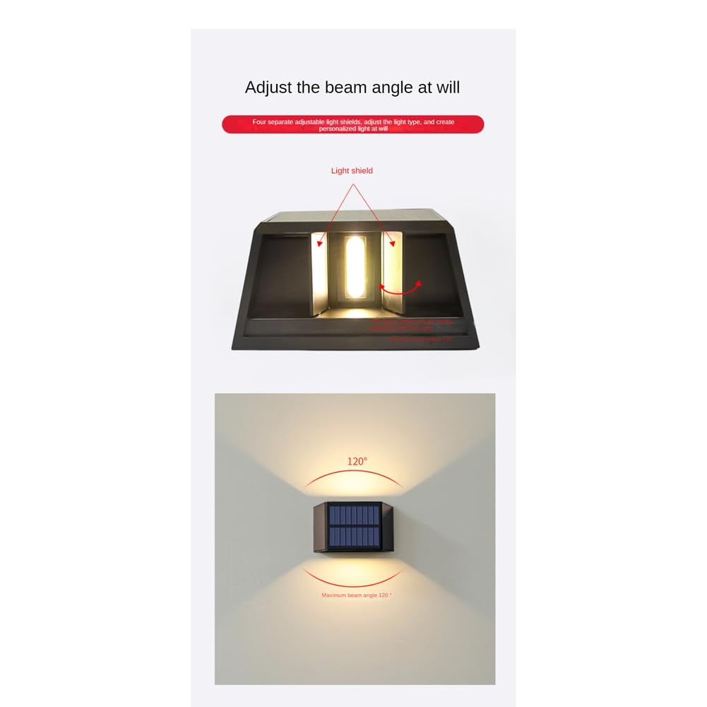 Applique da Esterno a LED Impermeabile, Illuminazione Ambientale Solare, luci per Portico, Lampada da Giardino 13x8,5x7 cm
