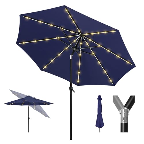 Image of Tempera Patio Market Outdoor Table Umbrella with Auto Tilt and Crank, Large Sun Umbrella with Sturdy Pole & Fade Resistant Canopy, Easy to Set