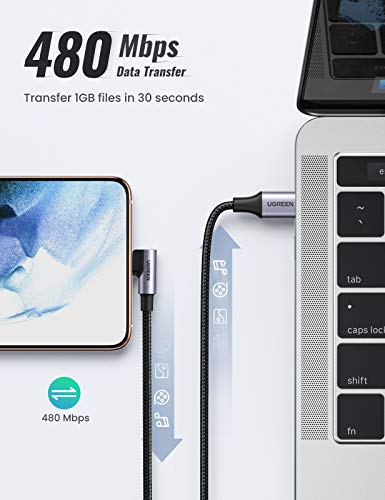 UGREEN USB C USB C Kabel 60W Hoek Stroomvoorziening USB C USB C Kabel 90 Graden 3A/ 20V Compatibel met Galaxy Note20 S21 S20 A52 Mi 10T, iPad Air 2020, iPad Pro 2020, XPS 13, MacBook Air etc. (1M+2M+3M) - Image 6