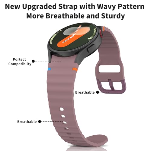 Image of Tobfit Silicone Bands for Samsung Galaxy Watch 7 Strap 40mm 44mm Women Men, 20mm Adjustable Sports Replacement Strap for Galaxy Watch 7 /FE /6 /6 Classic /5 /5 Pro /4 /4 Classic