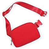 ODODOS Unisex Mini Belt Bag with Adjustable Strap Small Fanny Pack for Workout Running Traveling Hiking, Red