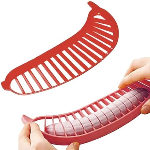 Jilivock Banana Slicer Cutter con 1 PCS Banana Cutter Slicer Practical Kitchen Tool(red)