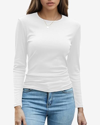 4 Pack Womens Long Sleeve Shirts Basic Ribbed Crew Neck Slim Fit Tees Casual Going Out Layer Tops for Fall Outfits4
